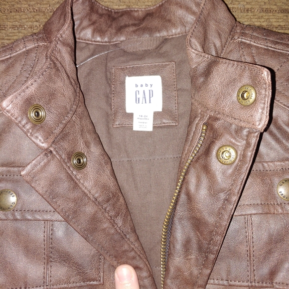 Baby Gap Boys 18-24month Leather Bomber - Picture 2 of 2